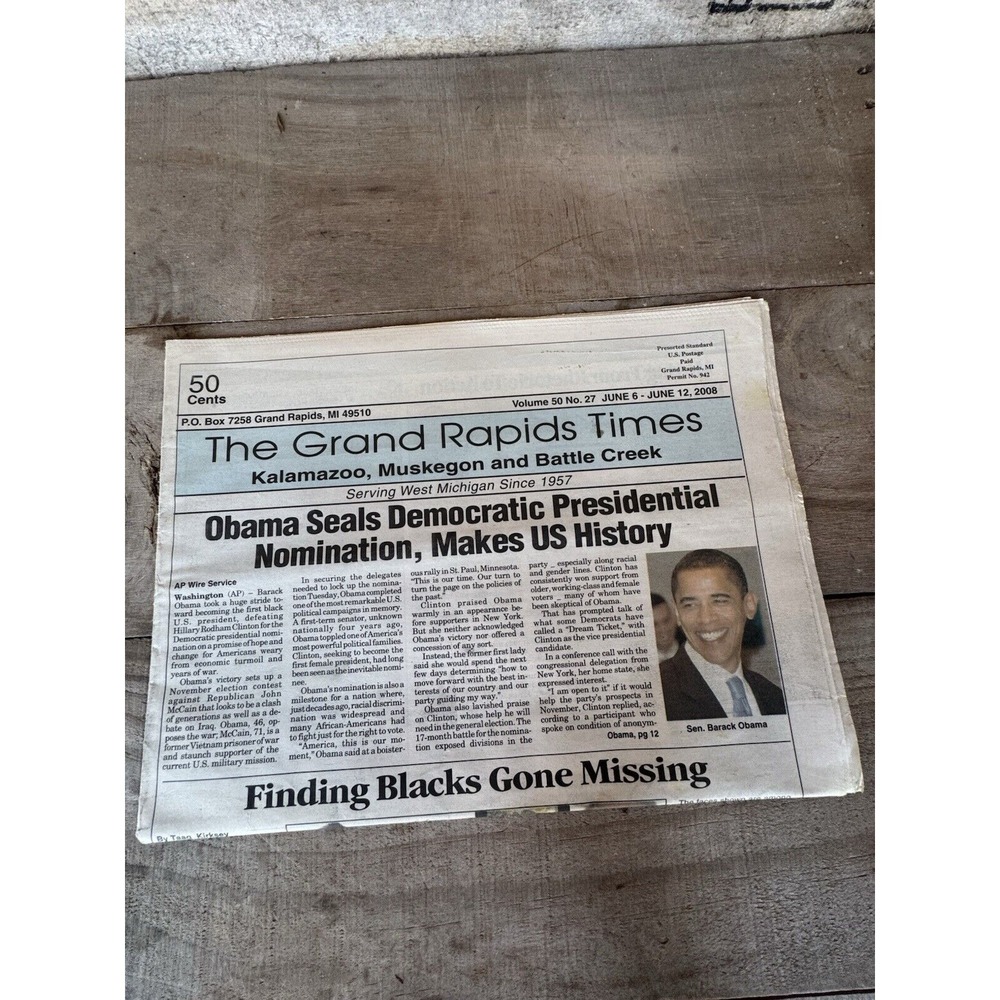 Grand‎ Rapids Times US History Obama Seals Democratic Presidential Nomination 08